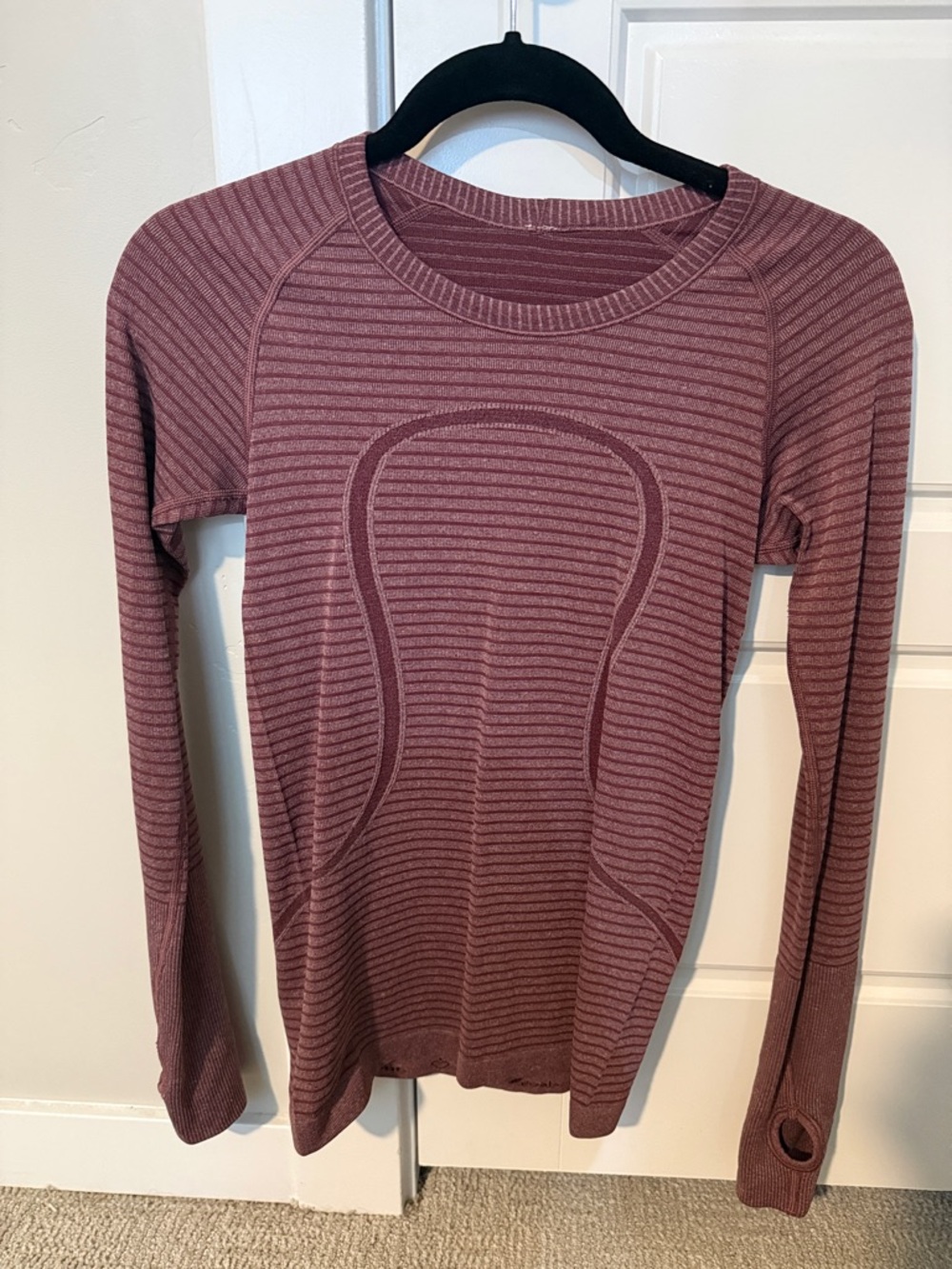 lululemon athletica Striped Long-Sleeve Seamless Top - Dusty Rose